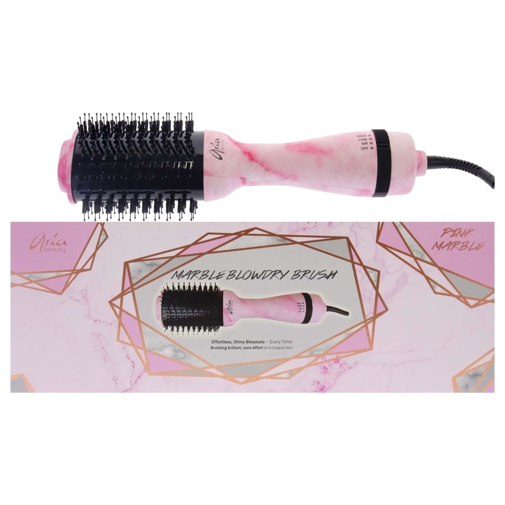 GIFTABLE NEW IN BOX The Blow Dry Brush, Aria Beauty in Pink Marble, Blowouts